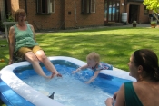 Penny & Annabelle at the paddling pool